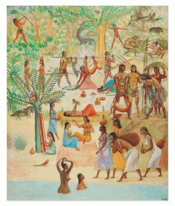 Carybé---Fauna,-flora-e-nativos-brasileiros---Óleo-sobre-madeira,-1953---181,3-x-151,2-cm_
